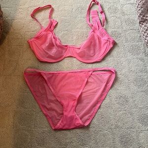 Calvin Klein pink see through set